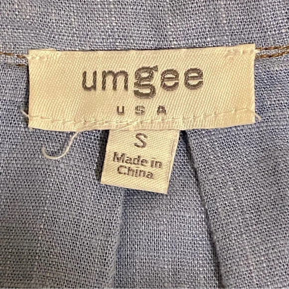 UMGEE DENIM Lightweight Wash Denim Shirt Cap Sleeves~Frayed Edges~Size S - Picture 8 of 11